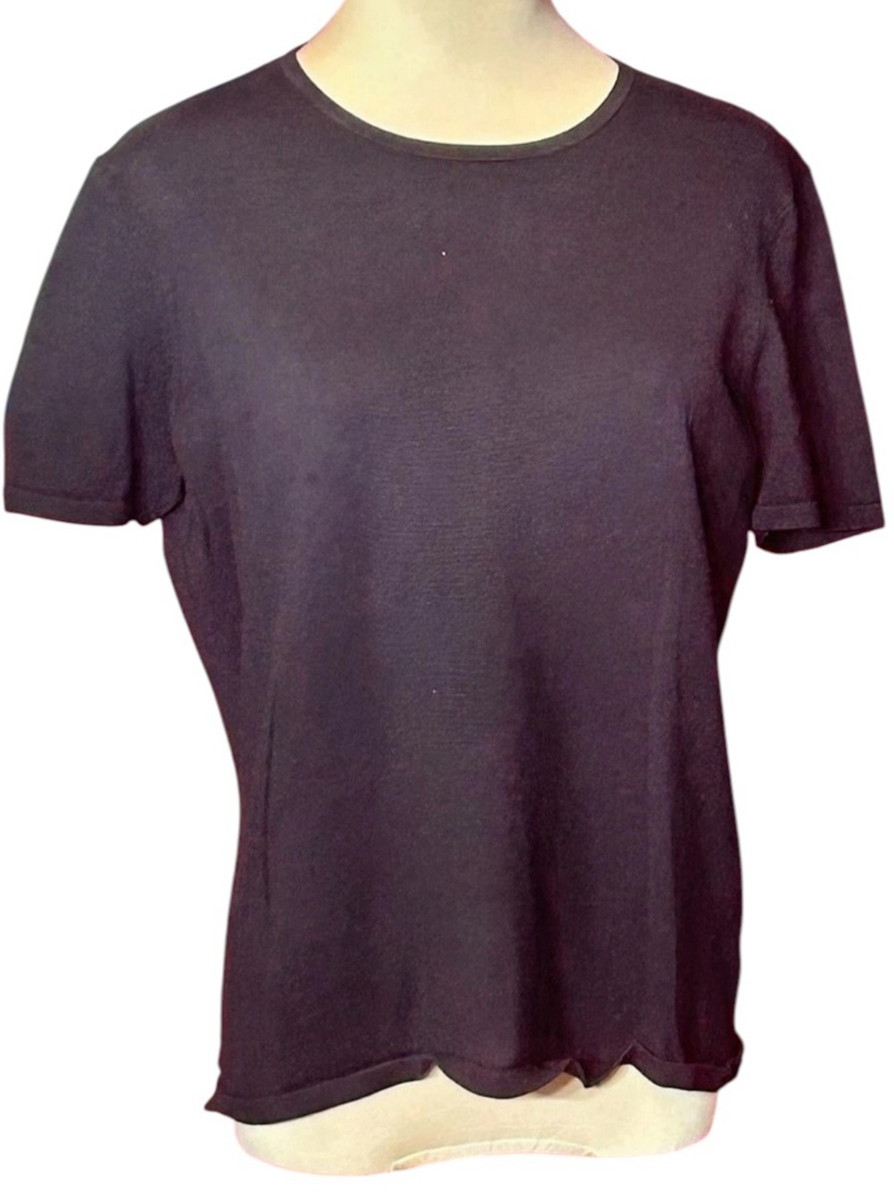 Jones New York Short Sleeve Top in Black Size Large